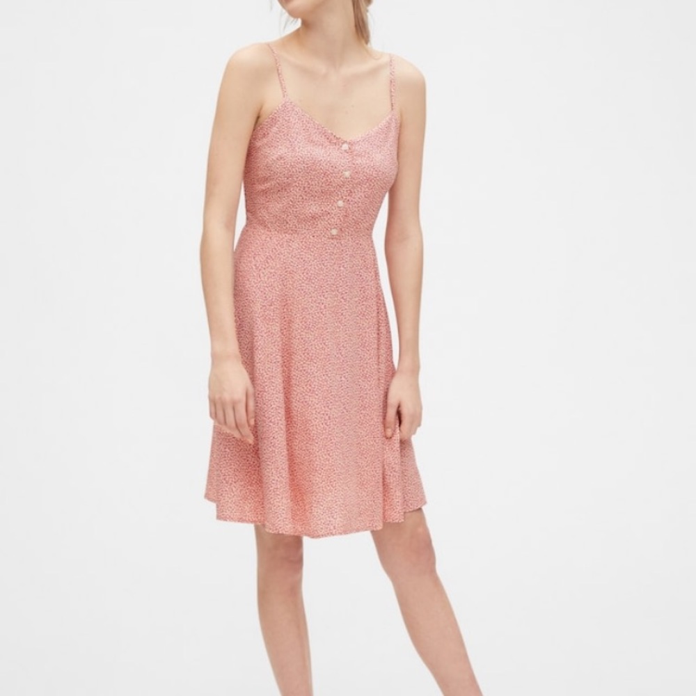 GAP pink floral cami fit & flare dress
